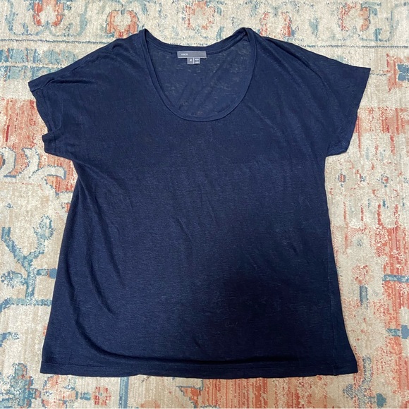 Vince Tops - Vince Navy Linen Blouse